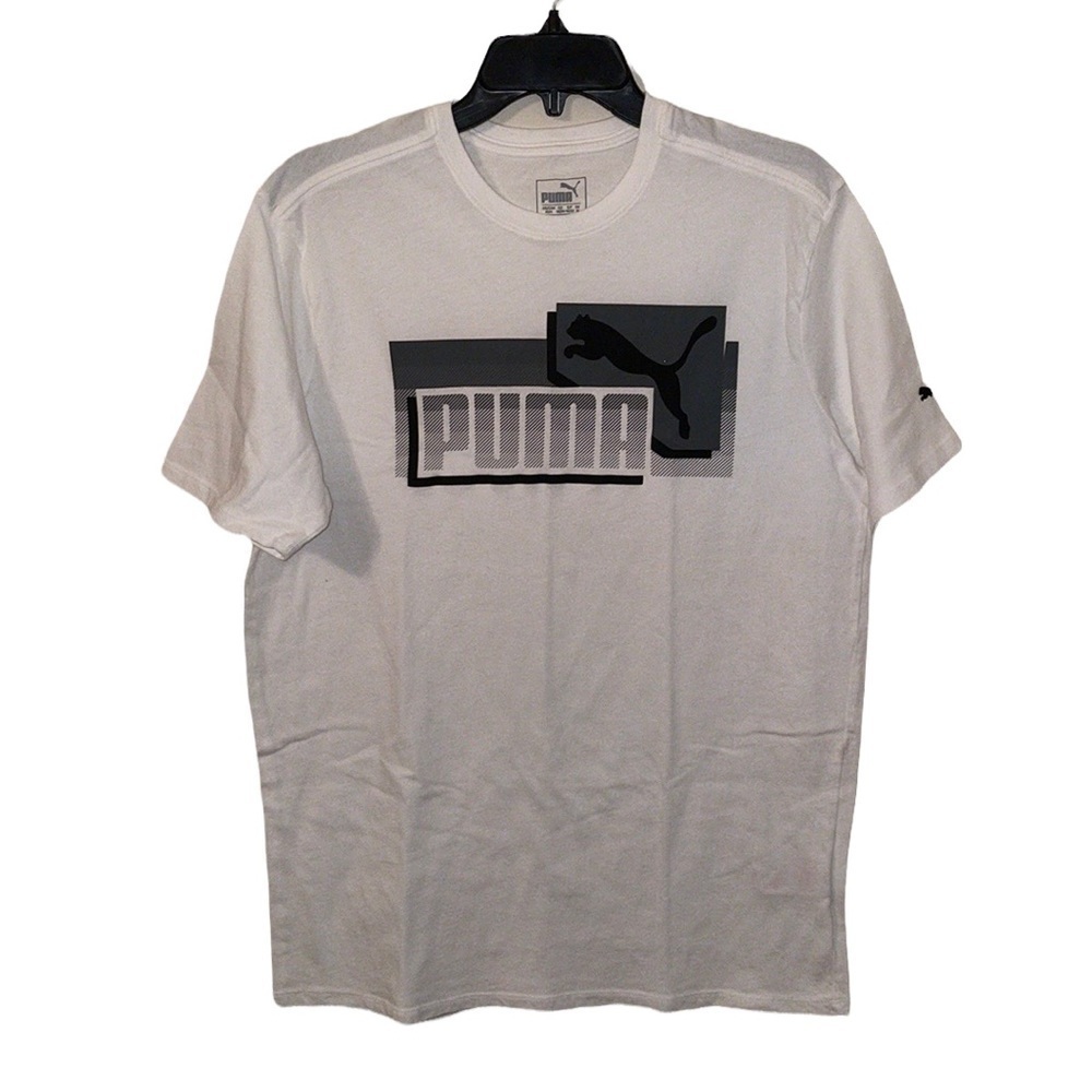 Puma White/Gray Graphic Logo Short Sleeve T-Shirt Mens‎ Size M